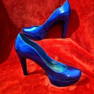 Guess Women's Glittery Electric Blue Stiletto-Size 10